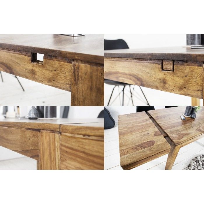 Tavolo da pranzo TAVINA 120–200 cm – Tavolo allungabile in legno massello di Sheesham verniciato