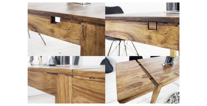 Tavolo da pranzo TAVINA 120–200 cm – Tavolo allungabile in legno massello di Sheesham verniciato