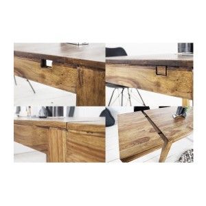 Tavolo da pranzo TAVINA 120–200 cm – Tavolo allungabile in legno massello di Sheesham verniciato