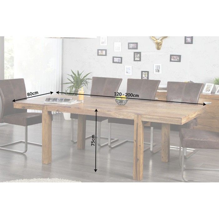Tavolo da pranzo TAVINA 120–200 cm – Tavolo allungabile in legno massello di Sheesham verniciato