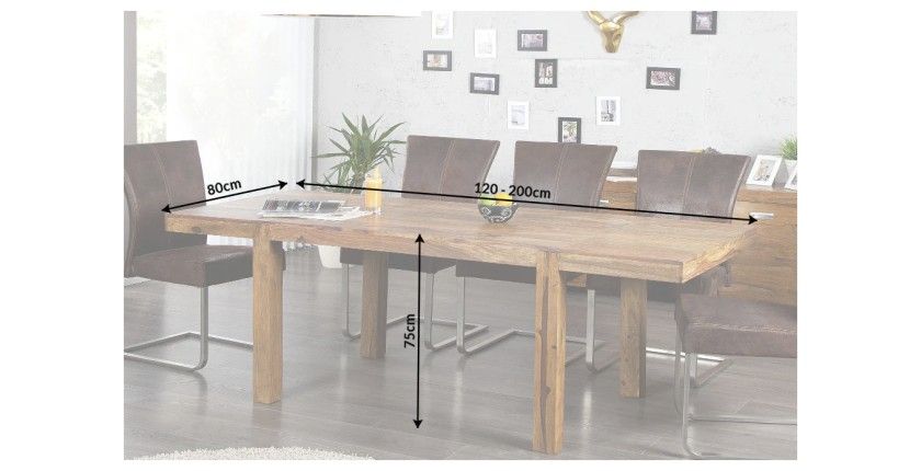 Tavolo da pranzo TAVINA 120–200 cm – Tavolo allungabile in legno massello di Sheesham verniciato