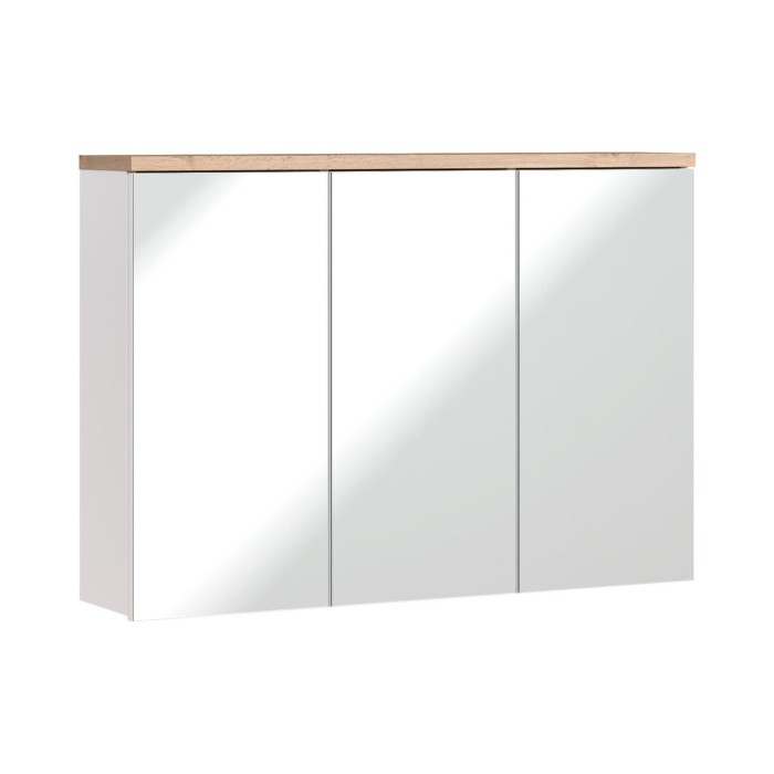 Badezimmer-Set ERMANO: Waschtischunterschrank 100cm + Einbauwaschbecken + Siphon + Stauraum mit Spiegeln