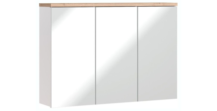 Badezimmer-Set ERMANO: Waschtischunterschrank 100cm + Einbauwaschbecken + Siphon + Stauraum mit Spiegeln