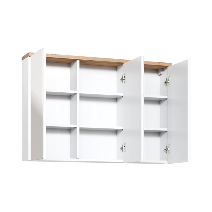 Badezimmer-Set ERMANO: Waschtischunterschrank 100cm + Einbauwaschbecken + Siphon + Stauraum mit Spiegeln
