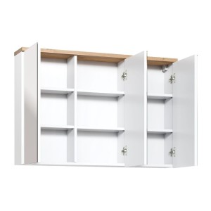 Badezimmer-Set ERMANO: Waschtischunterschrank 100cm + Einbauwaschbecken + Siphon + Stauraum mit Spiegeln