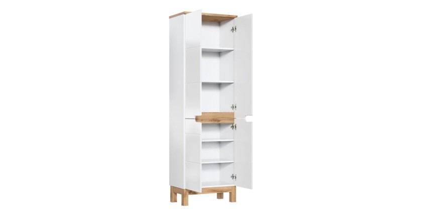 Badezimmer-Set ERMANO: Waschtischunterschrank 100cm + Einbauwaschbecken + Siphon + Stauraum mit Spiegeln