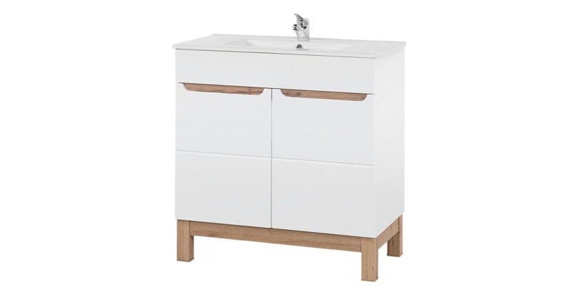 Meuble sous vasque 80cm + siphon + vasque encastrée ERMANO