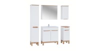 Ensemble ERMANO avec meuble sous vasque 80cm, rangements suspendus et posés, miroirs