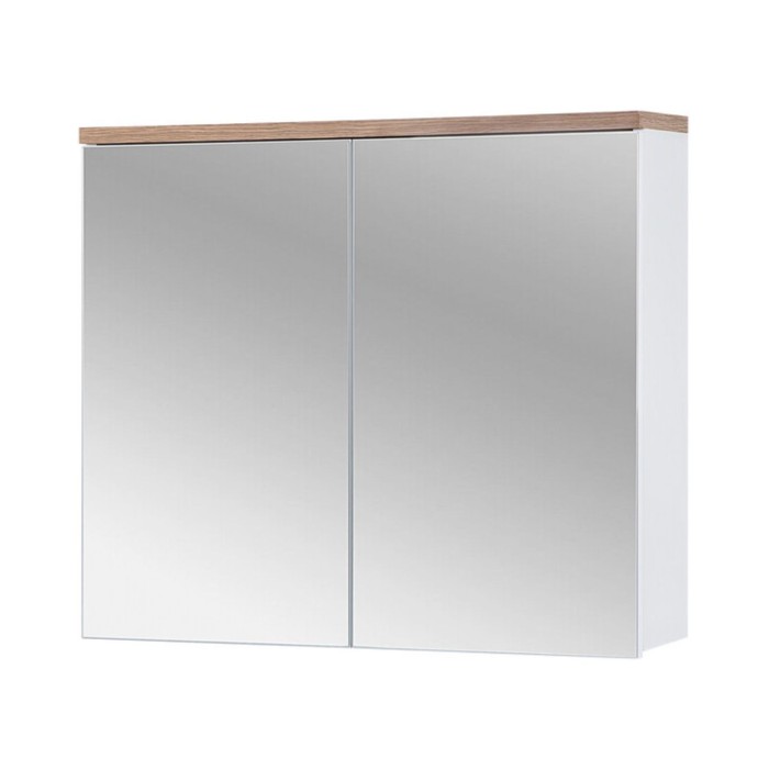 Set ERMANO: onderbouwmeubel 80cm + inbouwwastafel + sifon + kolom + opbergruimtes met spiegels