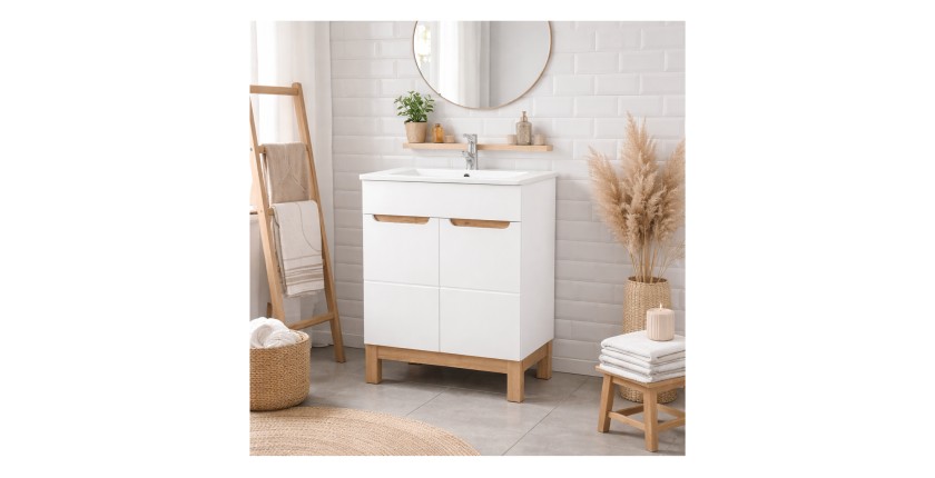 Ensemble meuble sous vasque 60cm et vasque encastrée ERMANO mis en situation