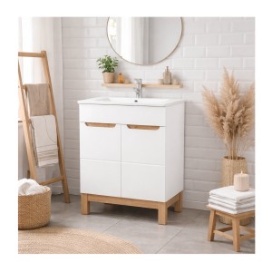 Ensemble meuble sous vasque 60cm et vasque encastrée ERMANO mis en situation