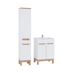Ensemble ERMANO : meuble sous vasque 60cm et colonne de rangement