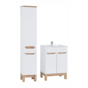 Ensemble ERMANO : meuble sous vasque 60cm et colonne de rangement