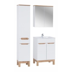 Ensemble ERMANO : meuble sous vasque 60cm, colonne et rangements avec miroirs