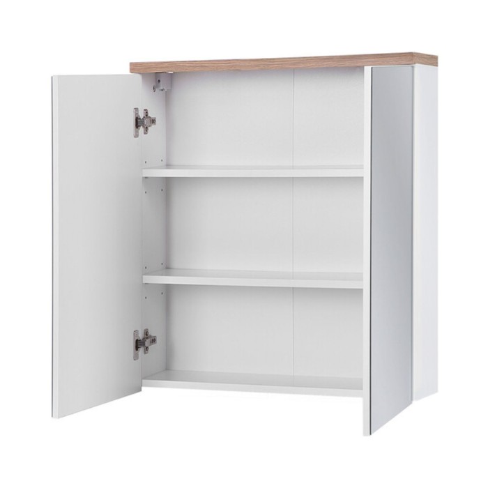 Set ERMANO: onderkast 60cm + rechthoekige inbouwwastafel + sifon + kolom + opbergmeubel met spiegels