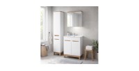 Ensemble ERMANO : meuble sous vasque 60cm, colonne et rangements avec miroirs mis en situation