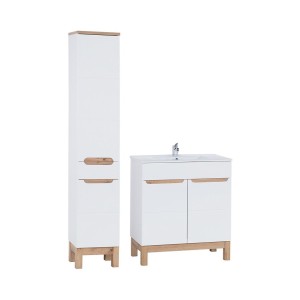 Ensemble ERMANO : meuble sous vasque 80cm + colonne de rangement