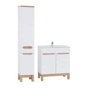 Ensemble ERMANO : meuble sous vasque 80cm + colonne de rangement