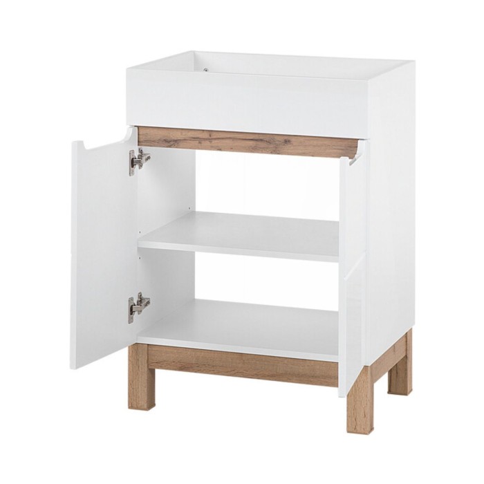 Set ERMANO: Waschtischunterbau 60cm + Einbauwaschbecken + Siphon + Säule + Aufbewahrungsmöglichkeiten + Schrank mit Spiegeln