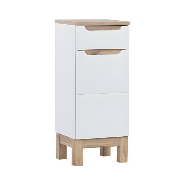 Set ERMANO: Waschtischunterbau 60cm + Einbauwaschbecken + Siphon + Säule + Aufbewahrungsmöglichkeiten + Schrank mit Spiegeln