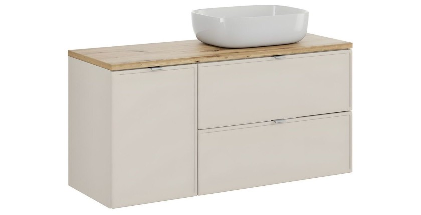 Ensemble BRAZZA : meubles sous vasque avec panier à linge et vasque à poser