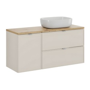 Ensemble BRAZZA : meubles sous vasque avec panier à linge et vasque à poser