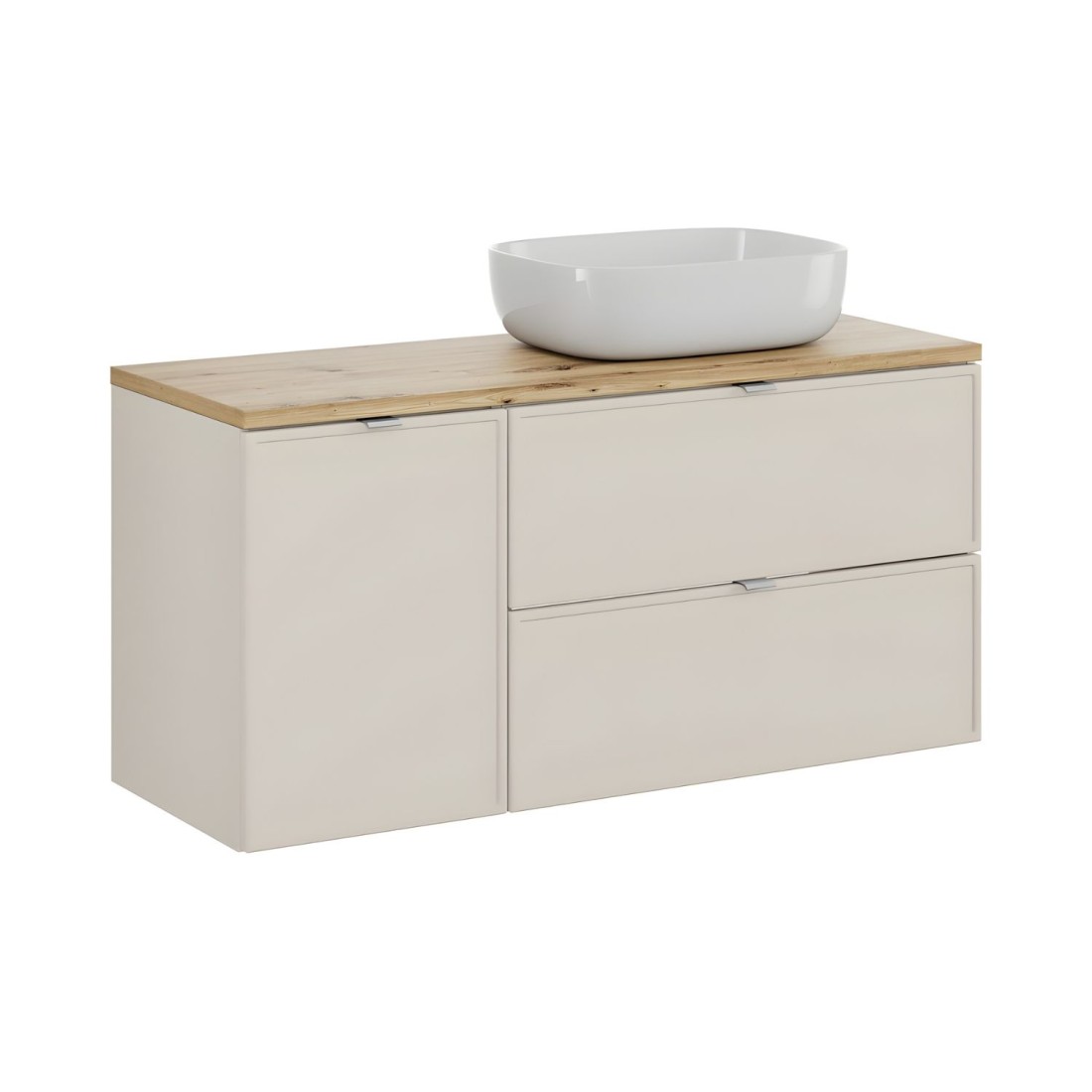 Ensemble BRAZZA : meubles sous vasque avec panier à linge et vasque à poser