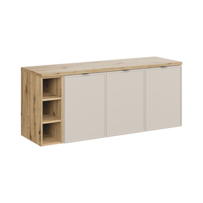 Badezimmer-Set BRAZZA: Waschtischunterschrank 140cm mit sichtbaren Nischen + Waschtischplatte