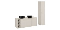 Ensemble BRAZZA : meuble sous vasque, niches visible, colonne et vasque noire