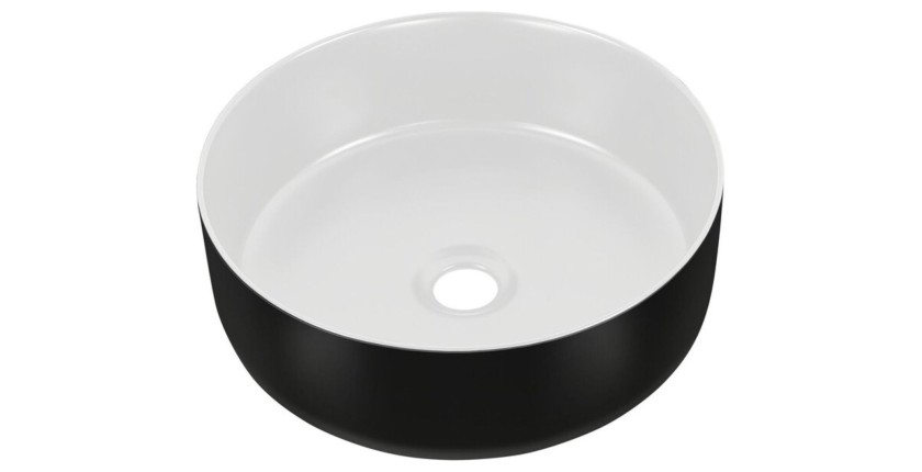 Vasque à poser ronde noire à l'extérieur