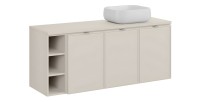 Conjunto BRAZZA: muebles bajo lavabo de 140cm con nichos visibles + encimera para lavabo + lavabo redondo de sobreponer