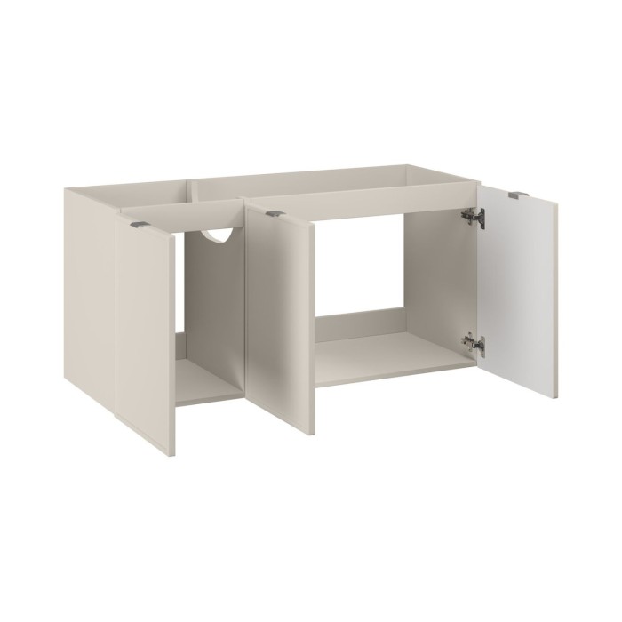 Insieme BRAZZA: mobili sotto lavabo 140cm con nicchie visibili + piano per lavabo + lavabo rotondo da appoggio