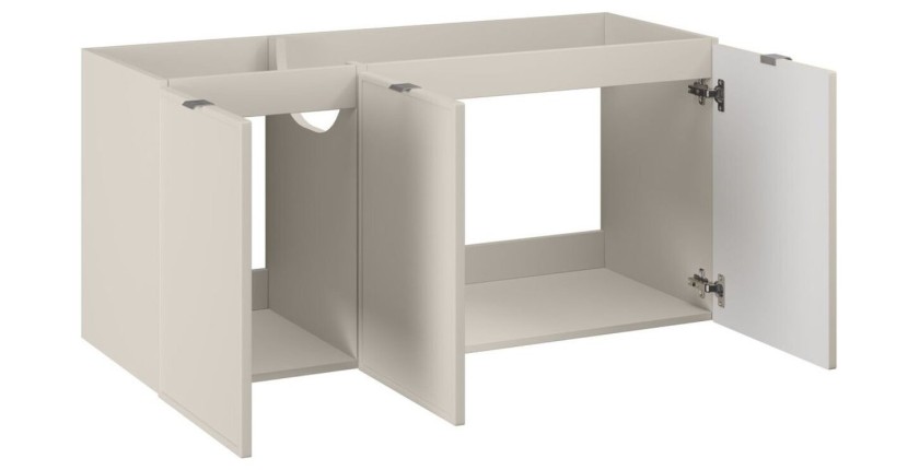 Conjunto BRAZZA: muebles bajo lavabo de 140cm con nichos visibles + encimera para lavabo + lavabo redondo de sobreponer