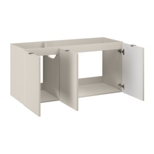 Conjunto BRAZZA: muebles bajo lavabo de 140cm con nichos visibles + encimera para lavabo + lavabo redondo de sobreponer