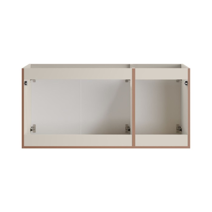 Insieme BRAZZA: mobili sotto lavabo 140cm con nicchie visibili + piano per lavabo + lavabo rotondo da appoggio