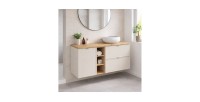Conjunto BRAZZA: muebles bajo lavabo de 120cm con nichos visibles y cesto para la ropa + encimera para lavabo + lavabo sobre enc
