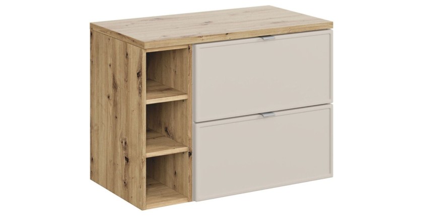 Badezimmer-Set BRAZZA: Waschtischunterschrank 80cm mit sichtbaren Fächern + Platte für Waschbecken