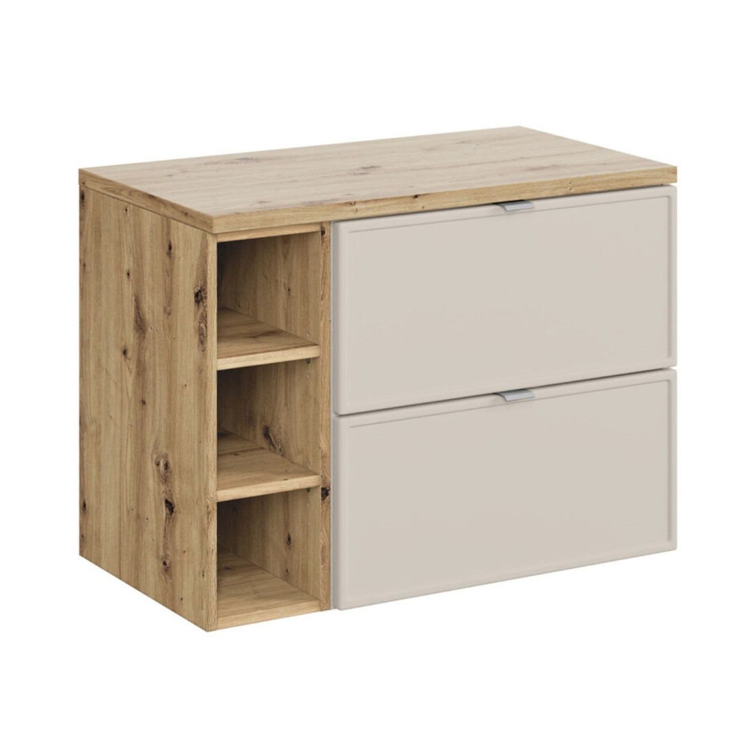 Badezimmer-Set BRAZZA: Waschtischunterschrank 80cm mit sichtbaren Fächern + Platte für Waschbecken