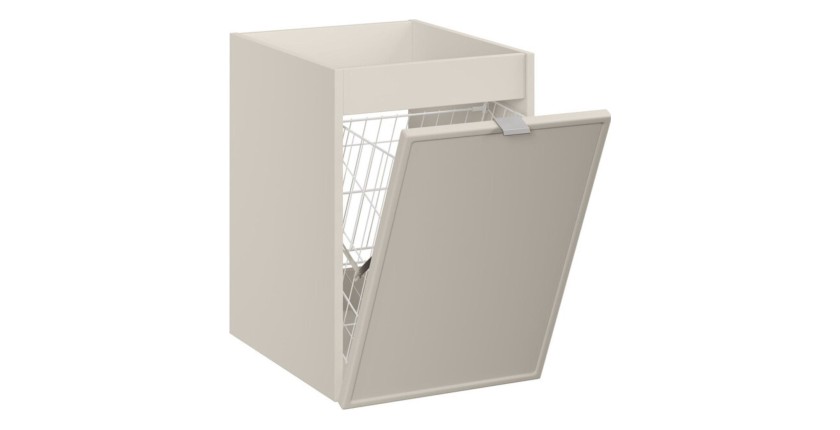 Set BRAZZA: Waschtischunterschrank 120cm mit sichtbaren Nischen und Wäschekorb + Waschtischplatte