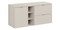 Set BRAZZA: Waschtischunterschrank 120cm mit sichtbaren Nischen und Wäschekorb + Waschtischplatte