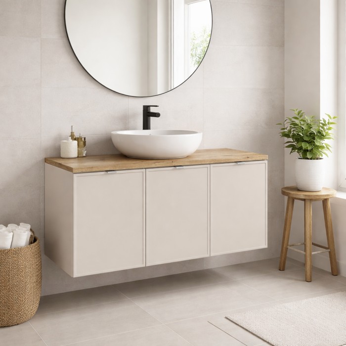 Badezimmer-Set BRAZZA: Unterschrank mit Schränken 120cm + Platte für Waschbecken