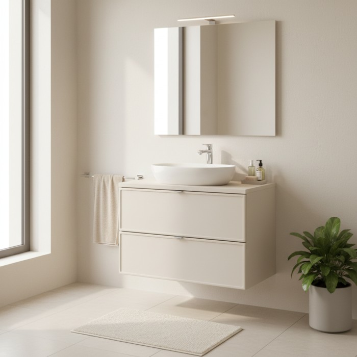 Badezimmer-Set BRAZZA: Waschtischunterschrank mit Schubladen 80cm + Platte für Waschbecken