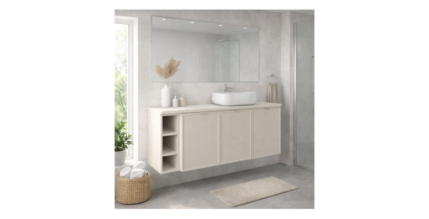 Badezimmer-Set BRAZZA: Waschtischunterschrank mit Schränken 140cm mit sichtbaren Nischen + Platte für Waschbecken