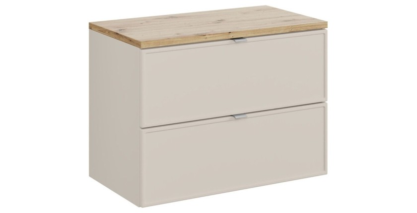 Badezimmer-Set BRAZZA: Unterschrank mit Schubladen 80cm + Arbeitsplatte für Waschbecken in Holzoptik