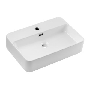 Vasque à poser en céramique blanche rectangulaire