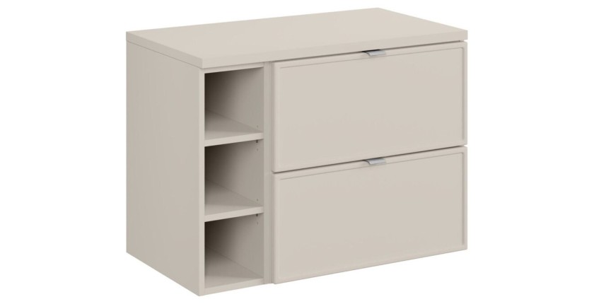 Ensemble BRAZZA : meuble sous vasque à tiroirs, niches visible et plan pour vasque cachemire