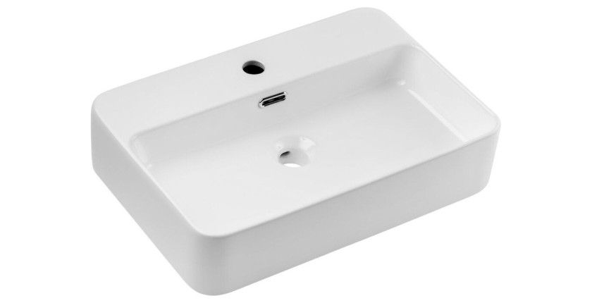 Vasque rectangulaire à poser en céramique blanche