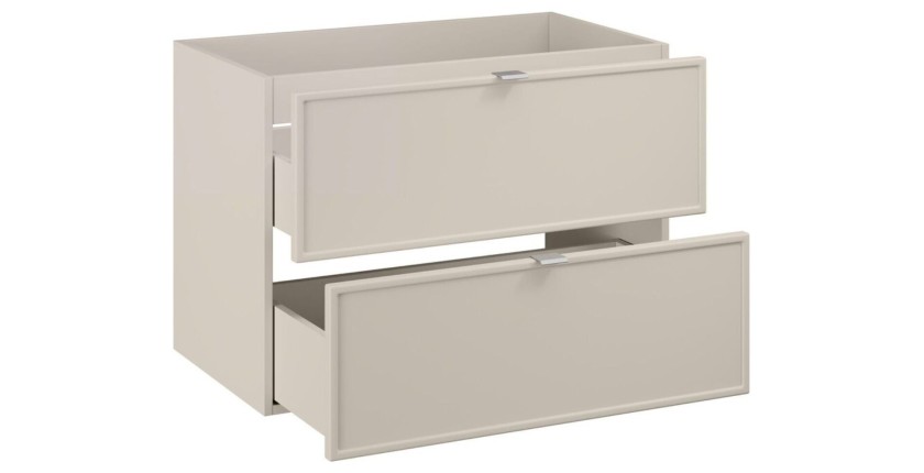Meuble sous vasque 80cm coloris cachemire avec tiroirs collection BRAZZA ouvert