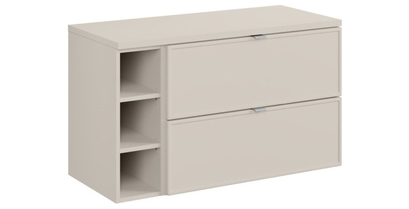 Ensemble BRAZZA 100cm : meuble sous vasque, niches visibles et plan pour vasque cachemire