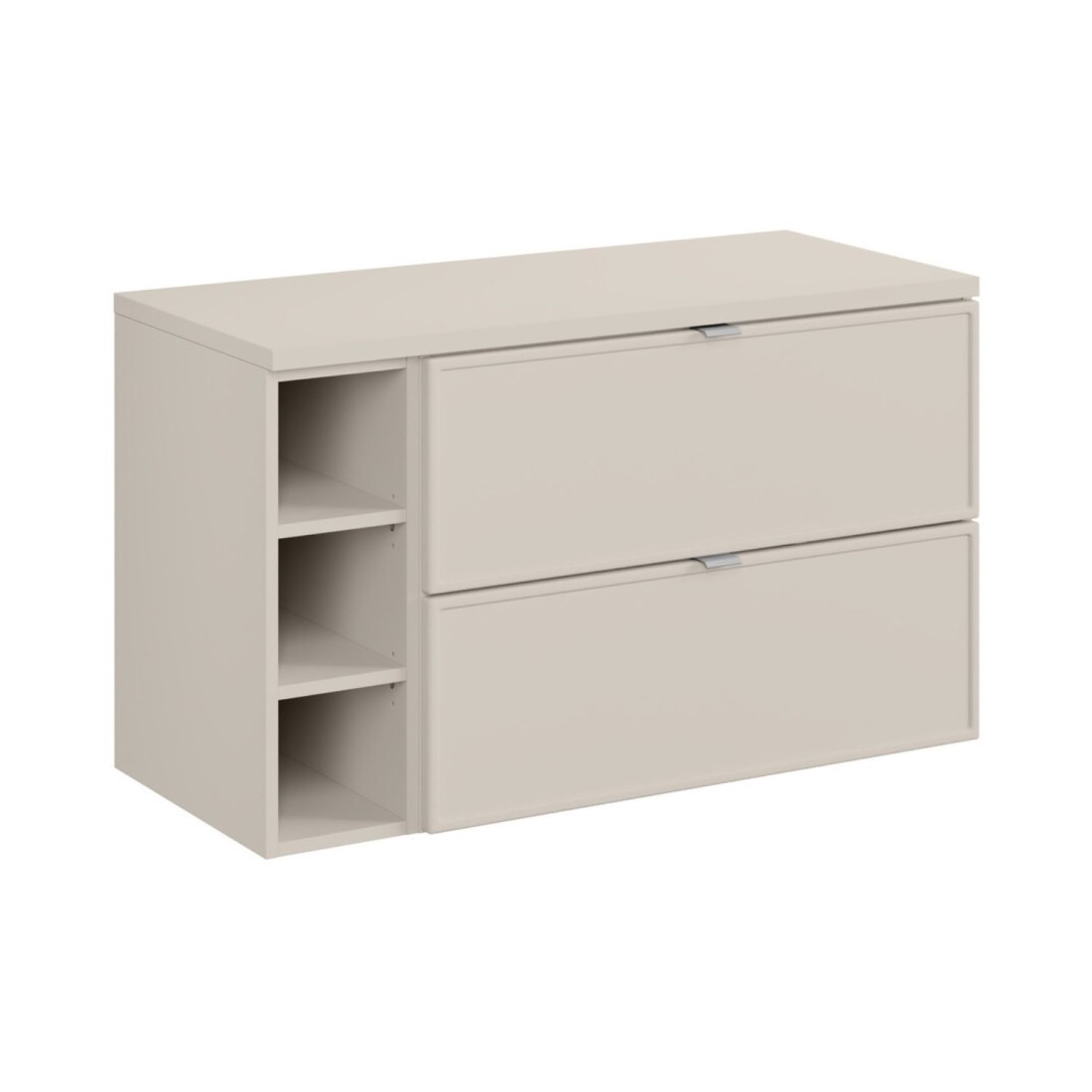 Ensemble BRAZZA 100cm : meuble sous vasque, niches visibles et plan pour vasque cachemire